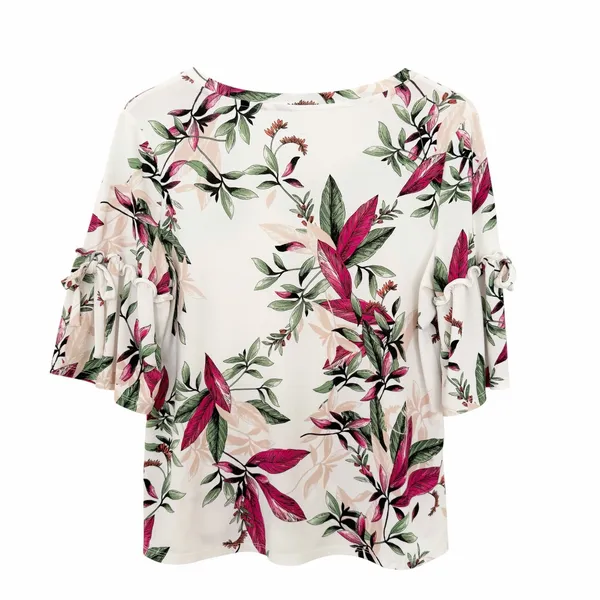 Worthington White Floral 1/2 Sleeve Blouse Sz PM - Image 5
