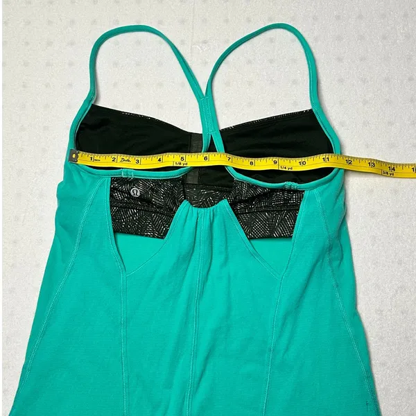 Lululemon Power Y Tank Teal Built-In Bra Strappy Athletic Top - Image 5