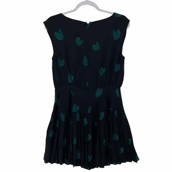 LOFT Heart Print Chiffon Pleated Sleeveless‎ Dress - Image 3