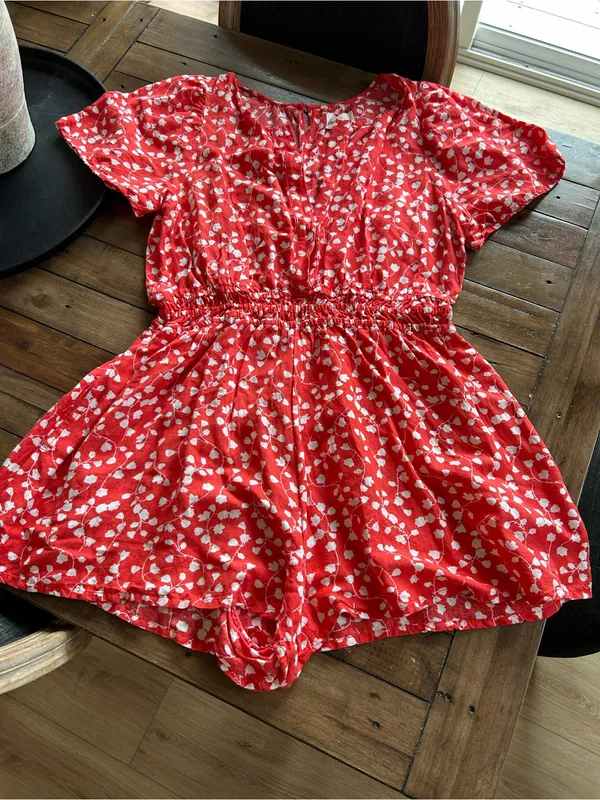 Anthropologie Somerset Linen Edition Red Romper L - Image 6