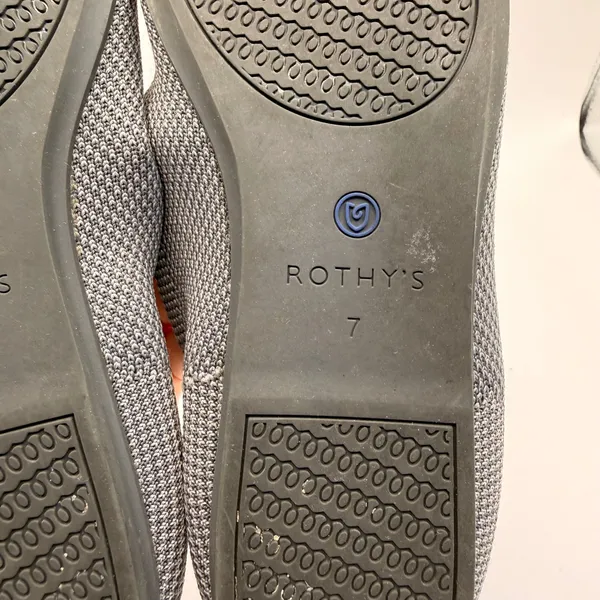 Rothy's The Flat Grey Knit Round Toe Flats Women Size 7 Blue Halo Red Insole - Image 6