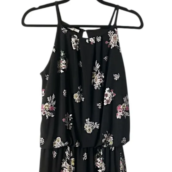 Maurices Black‎ Floral Halter Maxi Dress S Wedding Cruise Vacation Cottagecore - Image 12