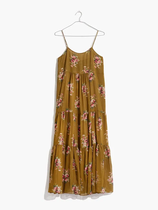 MADEWELL Cami Tier Midi Dress Metallic Classic Corsage Nosegay Floral Sz. 6 - Image 5