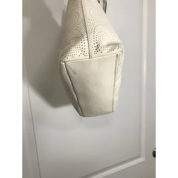 Coach Signature Stripe Perforated Leather Shoulder Bag Tote EUC - Image 3
