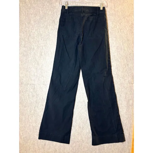 J.Crew Lizzie Wide Leg Pants Womens 24 Black Linen Blend High Rise - Image 5