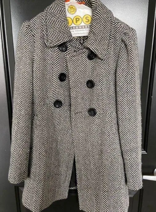 Guess Double Breasted Wool Coat Jacket In Small - Image 2
