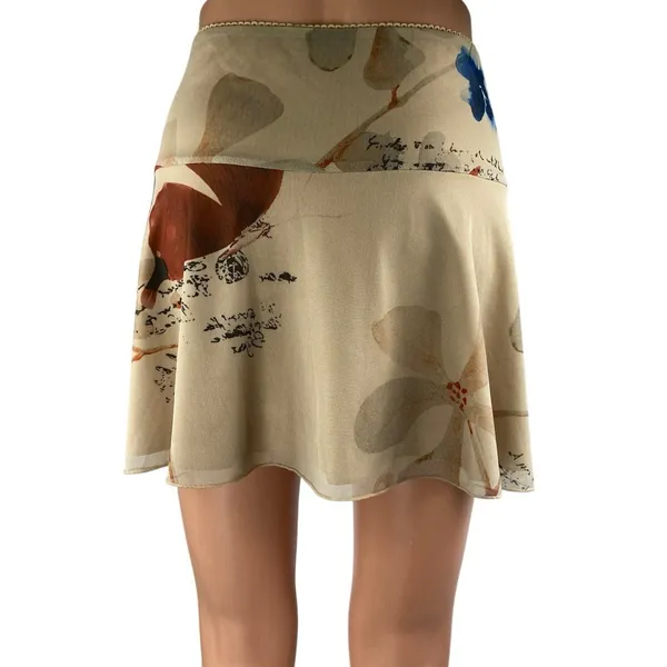 Tiger Mist Feyra Beige Low Waist Graphic Print Butterfly A Line Mini Skirt Sz L - Image 4