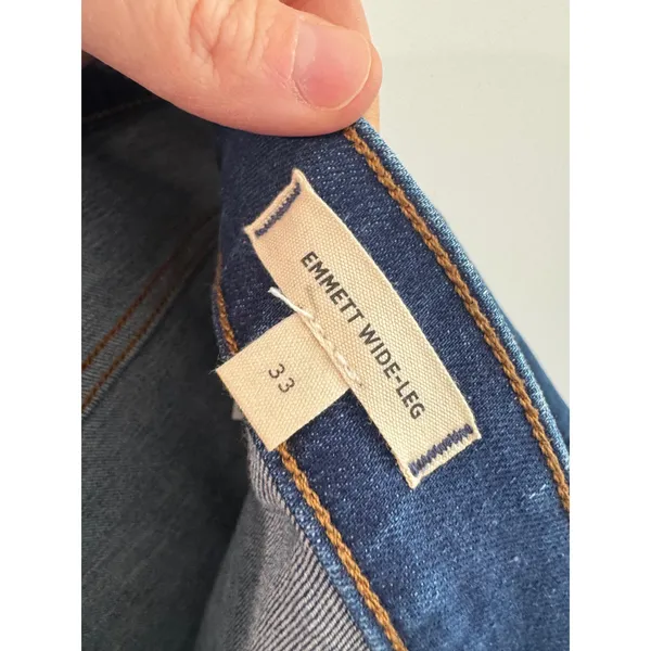 Madewell Emmett Wide-Leg Jeans Blue Patch Pocket High Rise Denim Size 33 Hemmed - Image 8