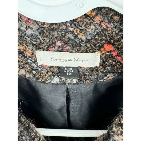 Yvonne La Marie Womens‎ Mohair Blend Tweed Button Front Jacket Blazer Size 12 - Image 4