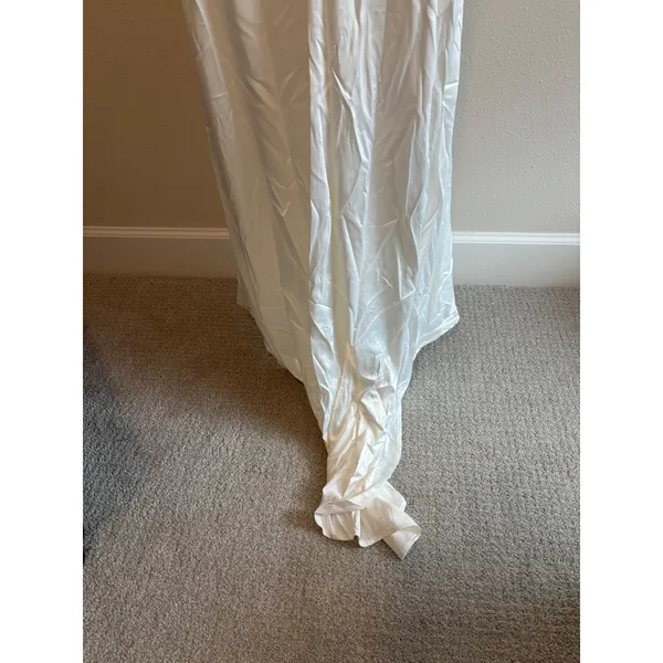 NWT Lulus Heidy White Satin Strapless Maxi Dress Womens‎ M Sequin Bridal Wedding - Image 7