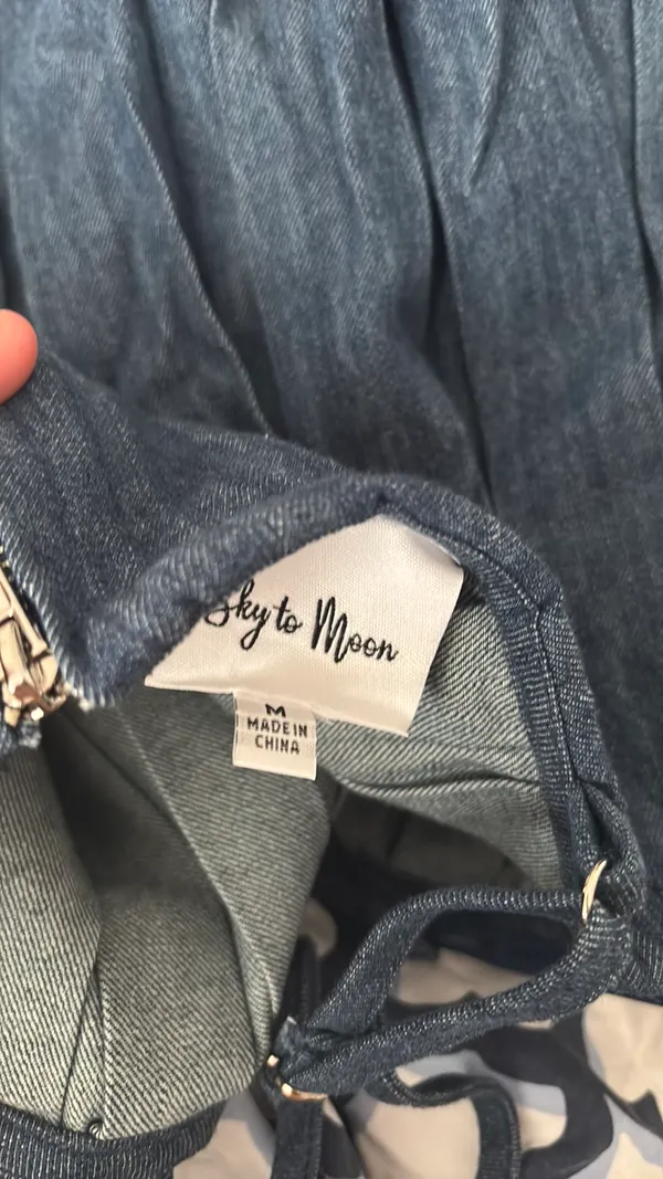 Sky to Moon Hazel and Olive Denim Mini Dress - Image 3