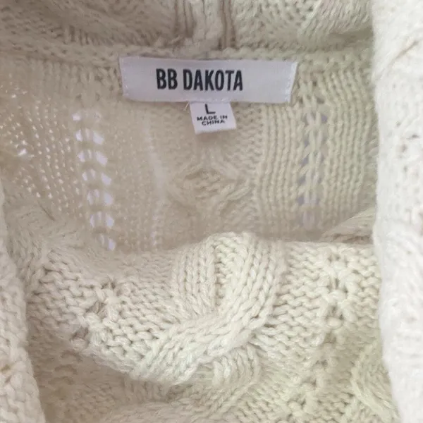 BB Dakota Alaska‎ Womens L Cable Knit Cowl Neck Sweater Dress Ivory Cream - Image 10