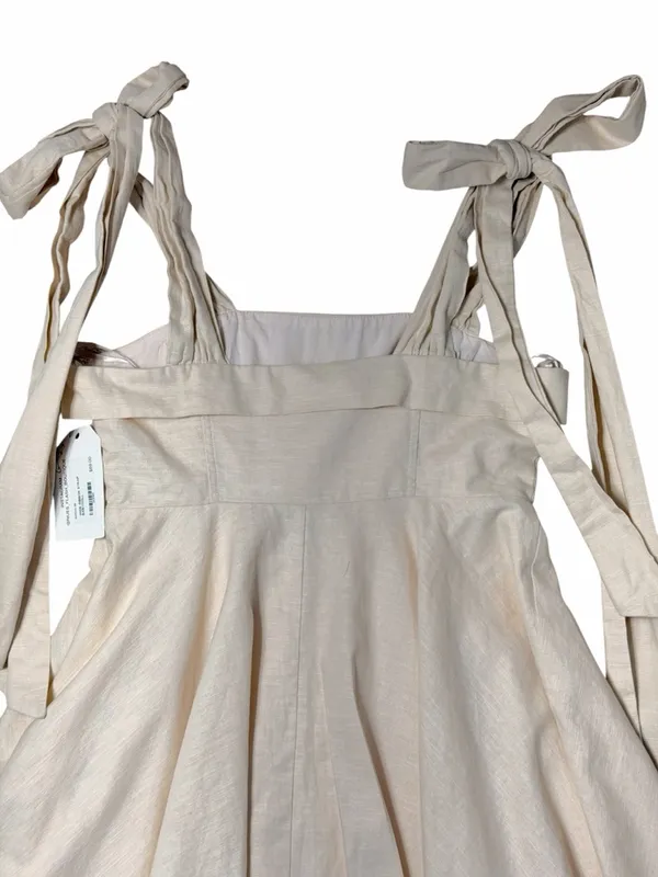 Mable Tan Beige Linen Blend A-line Mini Dress Womans S - Image 6
