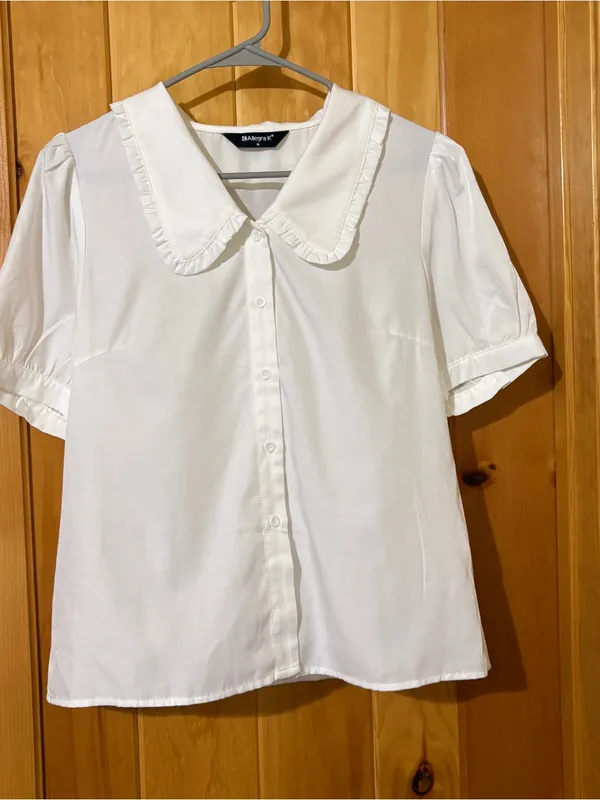 Allegra K Peter Pan collar blouse. Size M. White Size M - Image 4