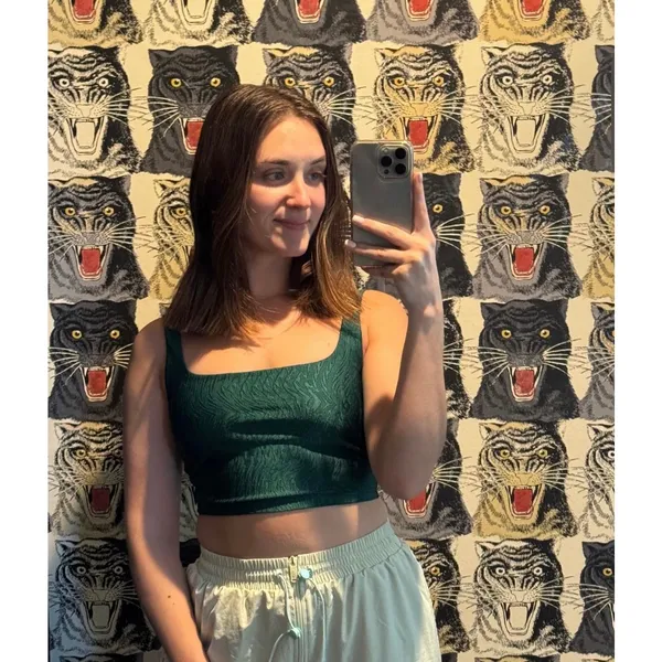 BANDIER Jacquard Green Tempo Crop Bra Size Small - Image 2