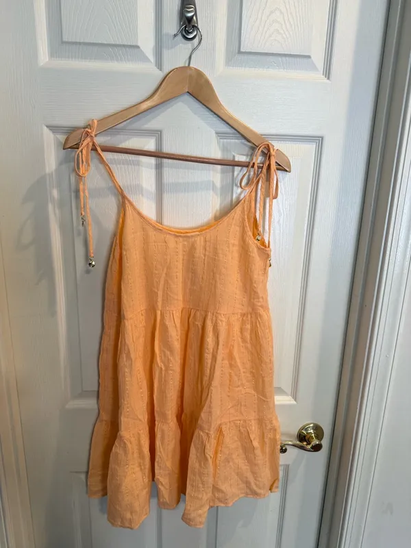 aerie Peach Textured Tiered Mini Sundress - Image 6