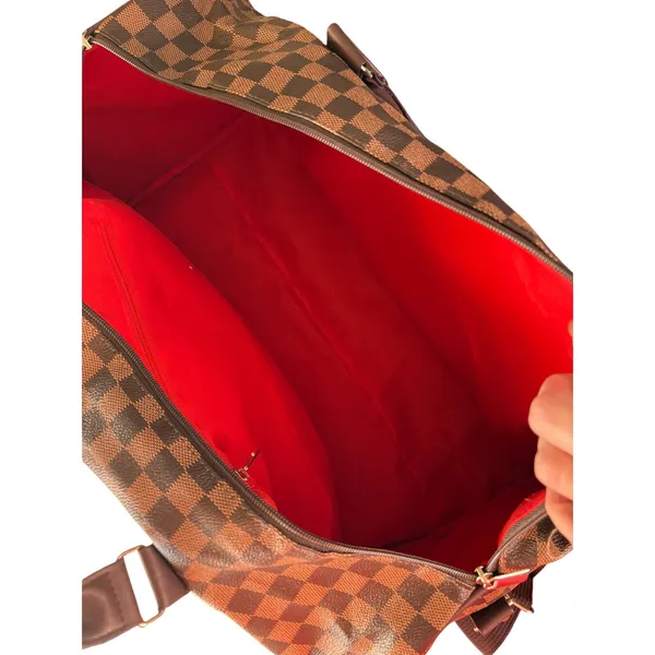 Benoss Milan Brown Checkered Weekender Duffel Travel Bag - Image 9