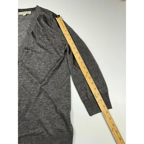 LOFT Gray Long Button Front Cardigan Sweater Classic Layering Essential L‎ - Image 5
