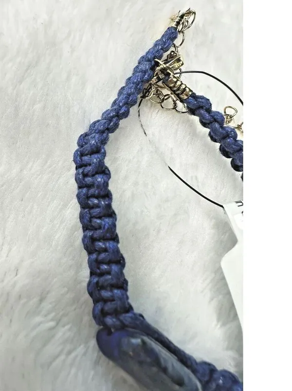 NEW Free People Sweet Carolina Choker Necklace Blue Lapis Bohemian Macrame 70s - Image 4