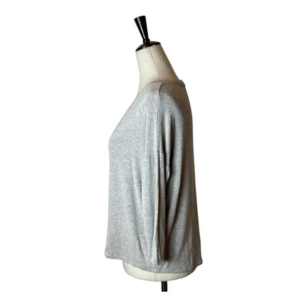 Mango MNG Solid Gray Drop Shoulder V Neck Oversized‎ Top Size XS - Image 3