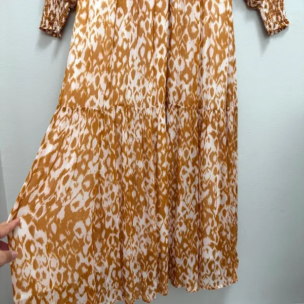 NWT Anthropologie Odetta Ruffled V Neck Maxi Dress Leopard Orange Size XS - Image 6