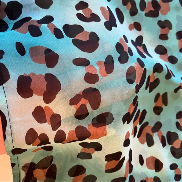 Show Me Your MuMu Womens Size Small Teal‎ Leopard Cheetah Short Sleeve Top Sheer - Image 9
