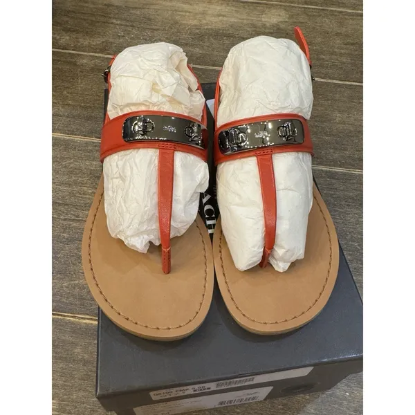 Coach Gracie Swagger Thong Sandals Burnt Orange Size‎ 5.5 New In Box - Image 5