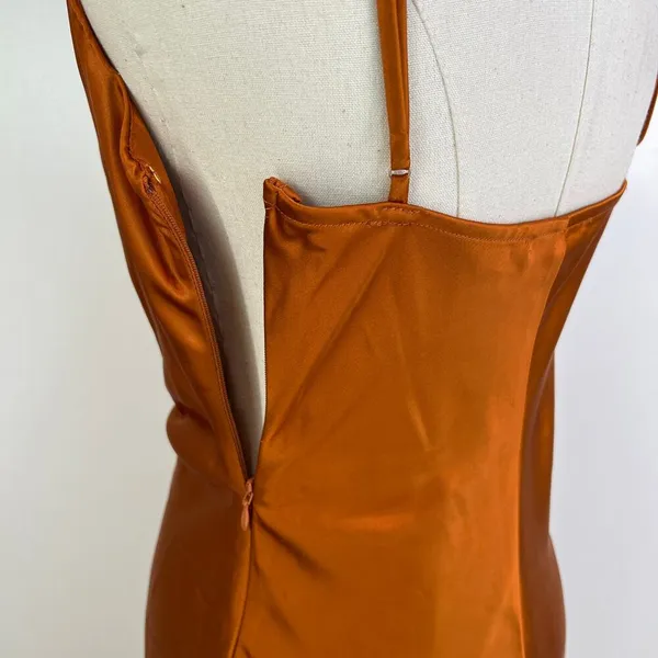 Meshki Tabitha Cowl Neck Midi Dress Burnt Orange - Image 5
