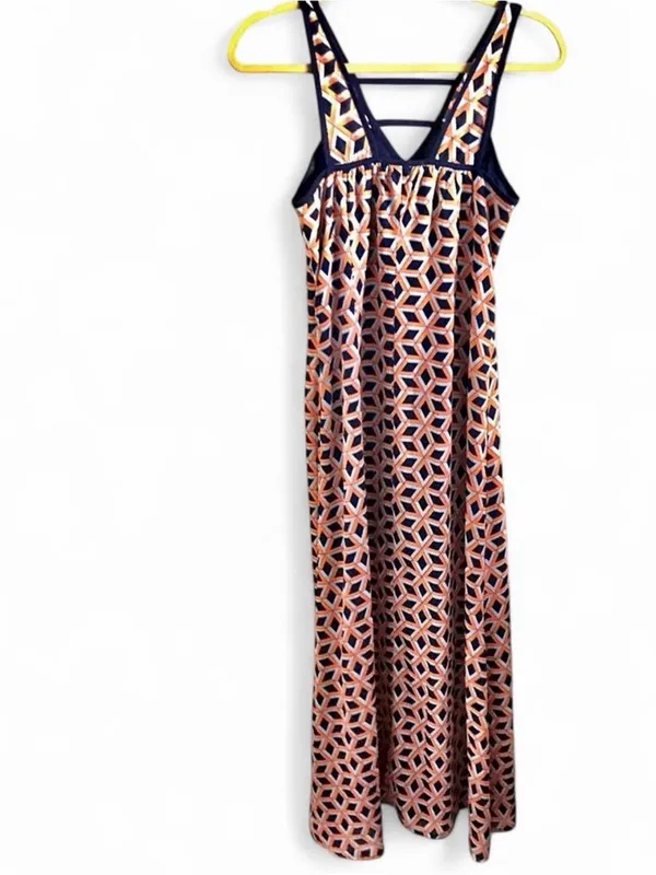 Altar'd State Orange & Navy Geometric Print Sleeveless Maxi Dress - Image 7