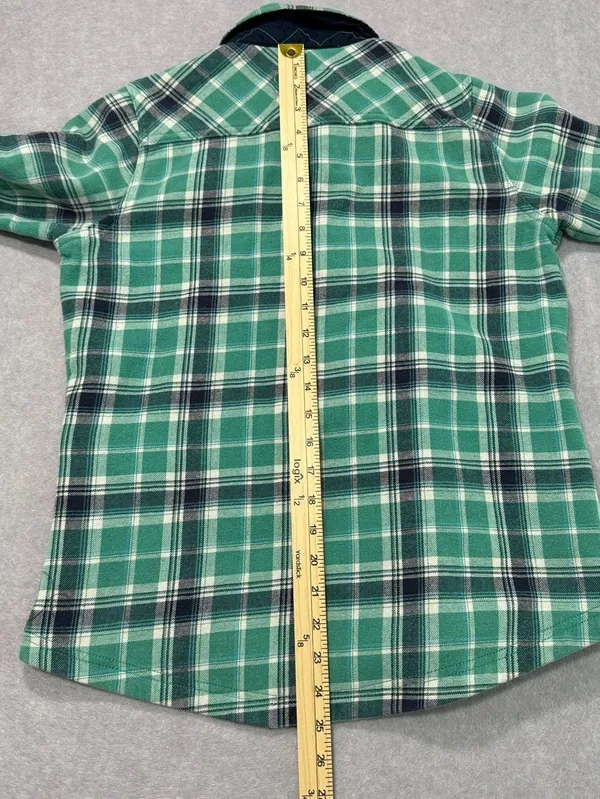Orvis Flannel Fleece Lined Shirt Jacket Size Small Green Plaid - Image 7
