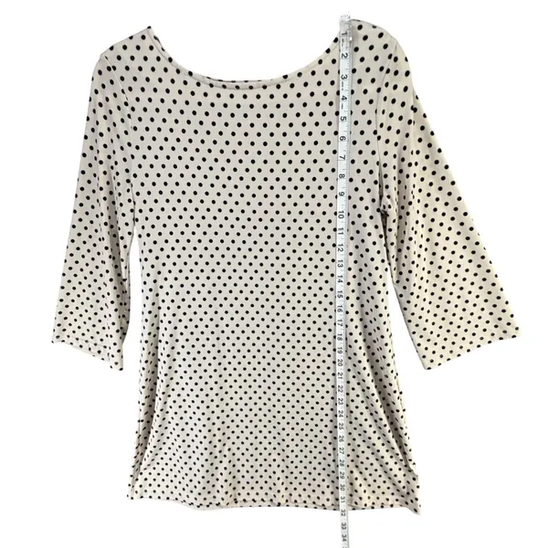 Grayson Polka Dot Tunic Top Womens S Cream‎ Black 3/4 Sleeve Stretch Minimalist - Image 8