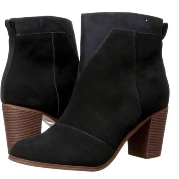 Toms Women’s Lunata Black Suede Mid Block Booties Size 9‎ - Image 2