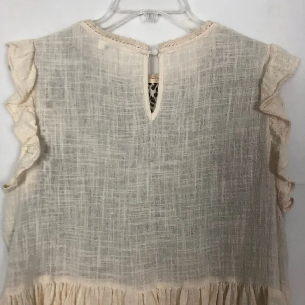 Umgee Womens Top Large Cotton Animal Print Gauzy Ruffle Hem Cottagecore Relaxed - Image 7