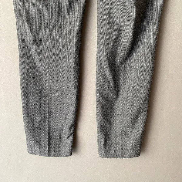 Zara‎ Cotton Herringbone Academia Office Siren Tapered Ankle Pants Small Gray - Image 7