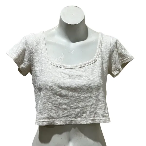 Madewell Women's Ivory Scoopneck Crop Tee Size M Short Sleeve Casual - Image 2