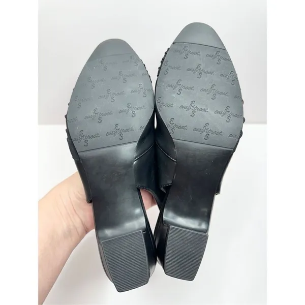 Easy Street Black Slingback Pumps Pleated Low‎ Block Heel Shoes 6.5 - Image 9