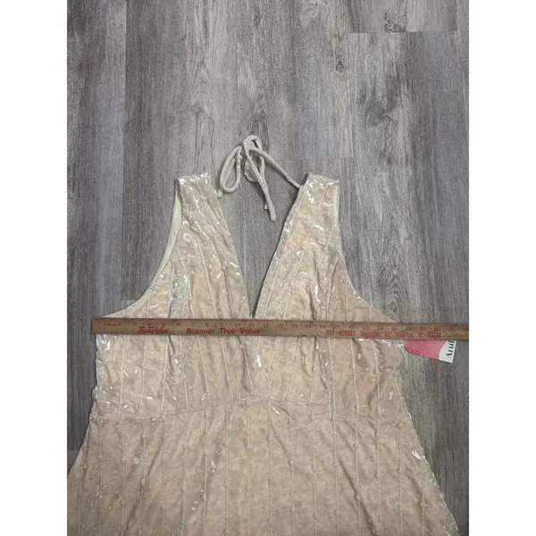 Arula Ivory Crushed Velvet V-Neck Lace Up Back Mini Dress Plus Size 3X NEW - Image 6