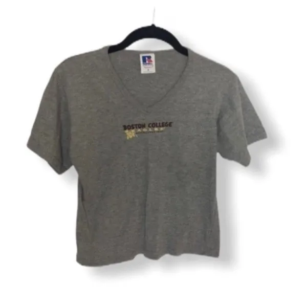 Vintage Russell Athletic Boston College Eagles Cropped V-Neck T-Shirt Women’s Sm - Image 2