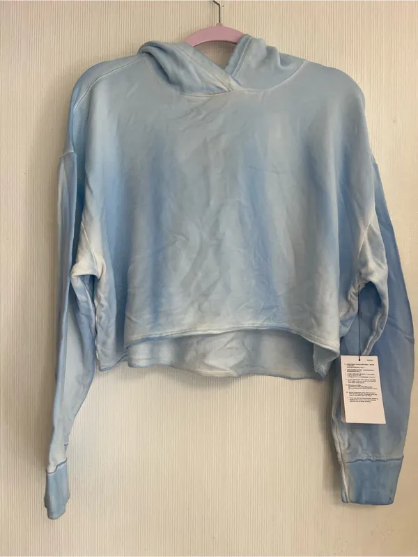 Nike yoga Light Blue Cropped Tie-Dye Hoodie - Image 2