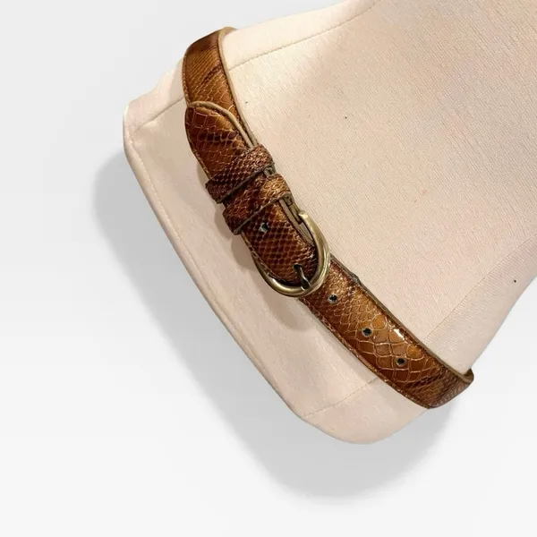 American Vintage Vintage Genuine Snakeskin Leather Belt Brown Python S/M 29–33” - Image 4