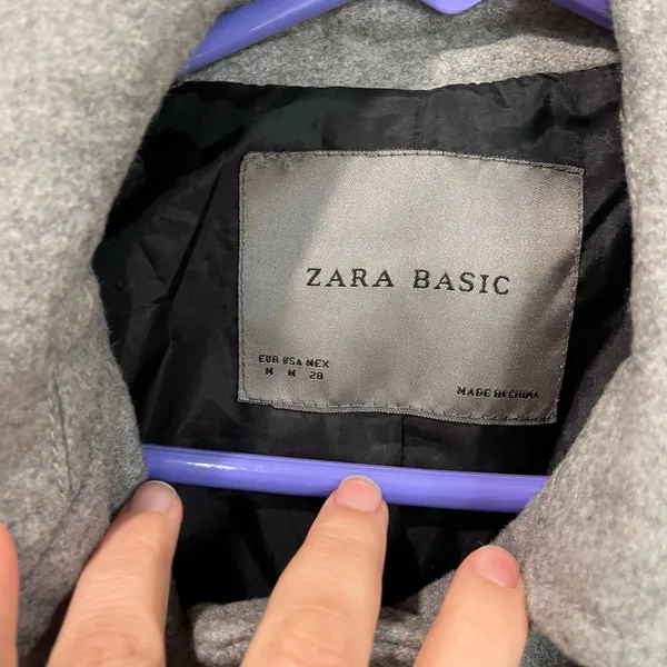 Zara Basic Gray Wool Blend Coat Double Breasted Classic Minimalist‎ M - Image 10