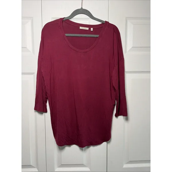 Babaton Relaxed Scoop Neck Top Womens Size‎ M Burgundy 3/4 Sleeve Jersey Aritzia - Image 2