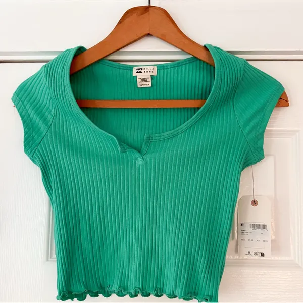 Billabong Aqua Ribbed Crop Top Size XS‎ NWT - Image 4