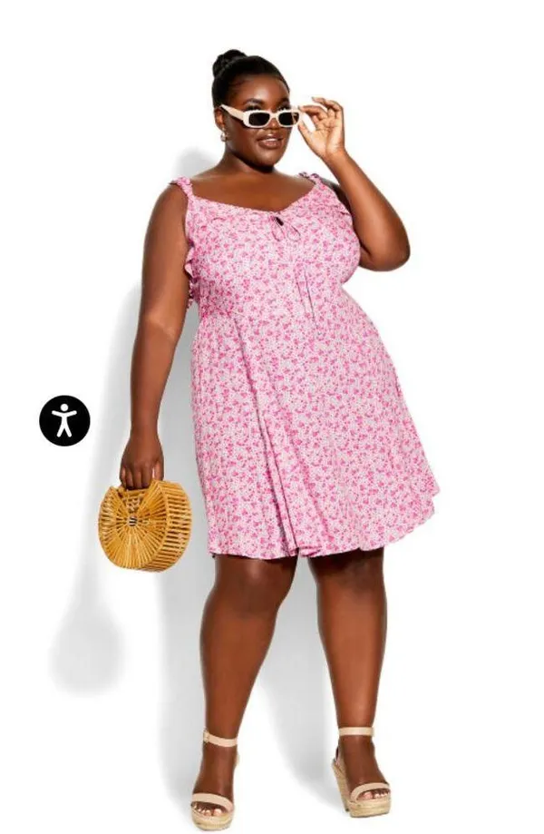City Chic Foolish Ditsy Dress in Blush Size XXL / 24 - Image 7
