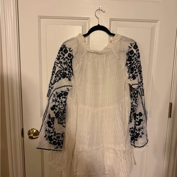 Free People White and Black Mini Dress - Image 3