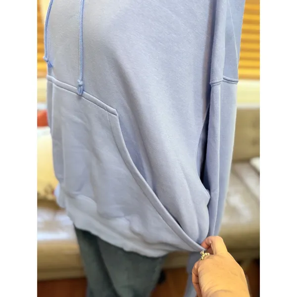 Nike Phoenix Fleece Hoodie Womens Medium Light Blue Cropped DQ5858-494 - Image 2