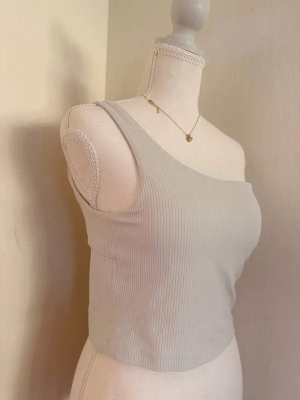 lululemon athletica One-Shoulder Ribbed Tank — Light Gray - Image 2
