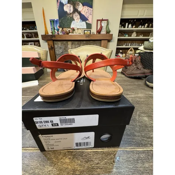 COACH Gracie Swagger Sandals Women's US Size 6M Carmine Red - Image 6