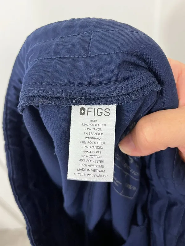 FIGS XXS Navy Blue Jogger Drawstring Scrubs Pants with Pockets - Image 6