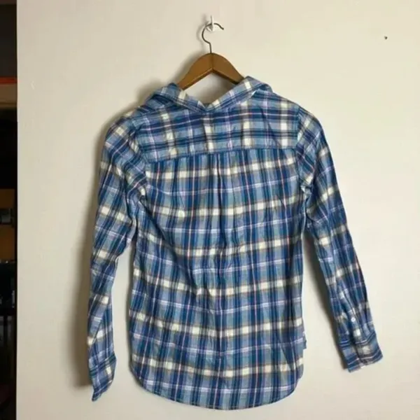 J. Crew NWT Blue White Plaid Preppy Flannel Perfect Popover Shirt - Image 5